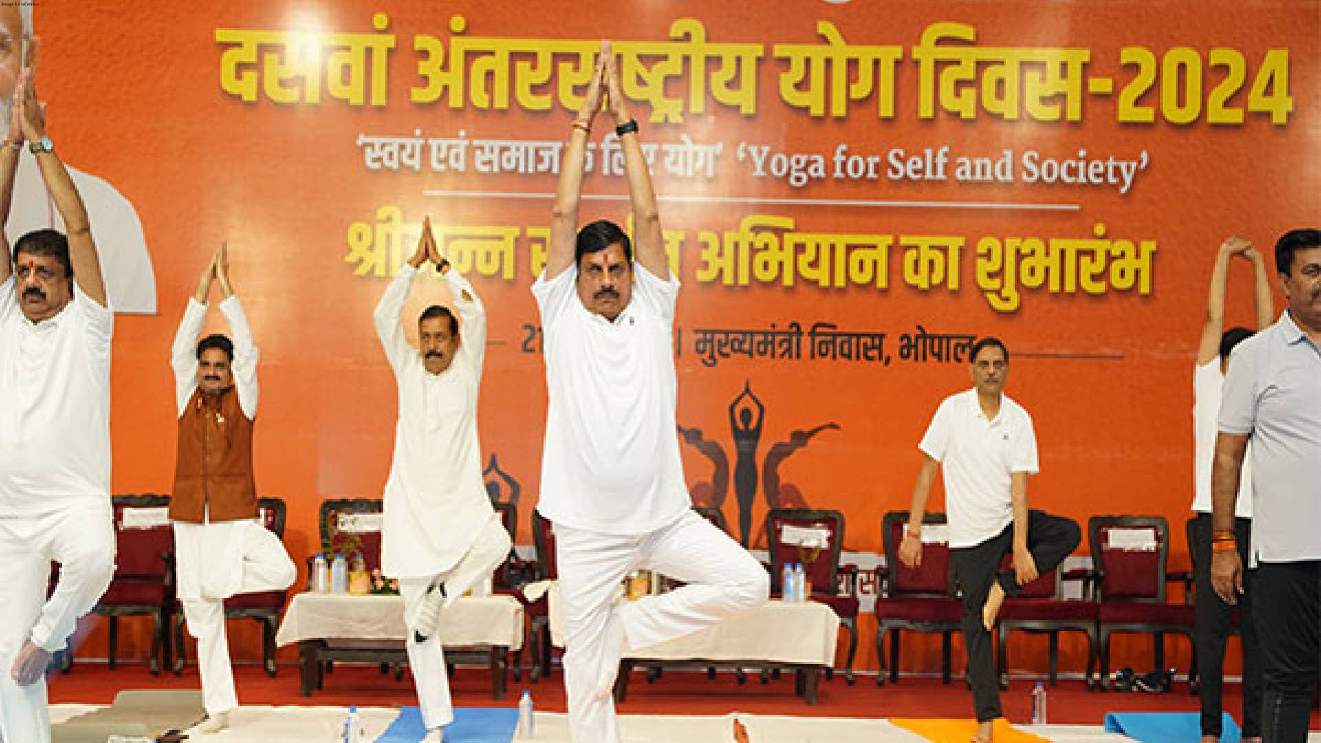 MP CM Mohan Yadav performs Yoga on International Day of Yoga at CM House, inaugurates 'Shri Anna Samvardhan Abhiyan'
